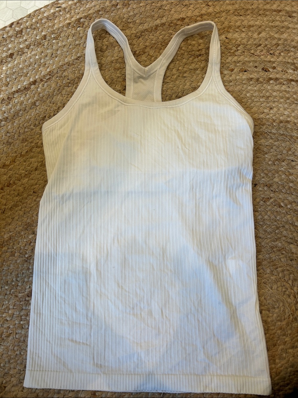 lululemon athletica White Ribbed Racerback Tank